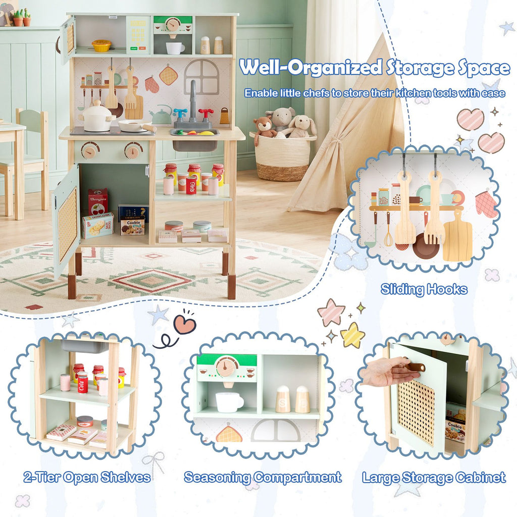 Rattan Play Kitchen with Chalkboard SproutHands™