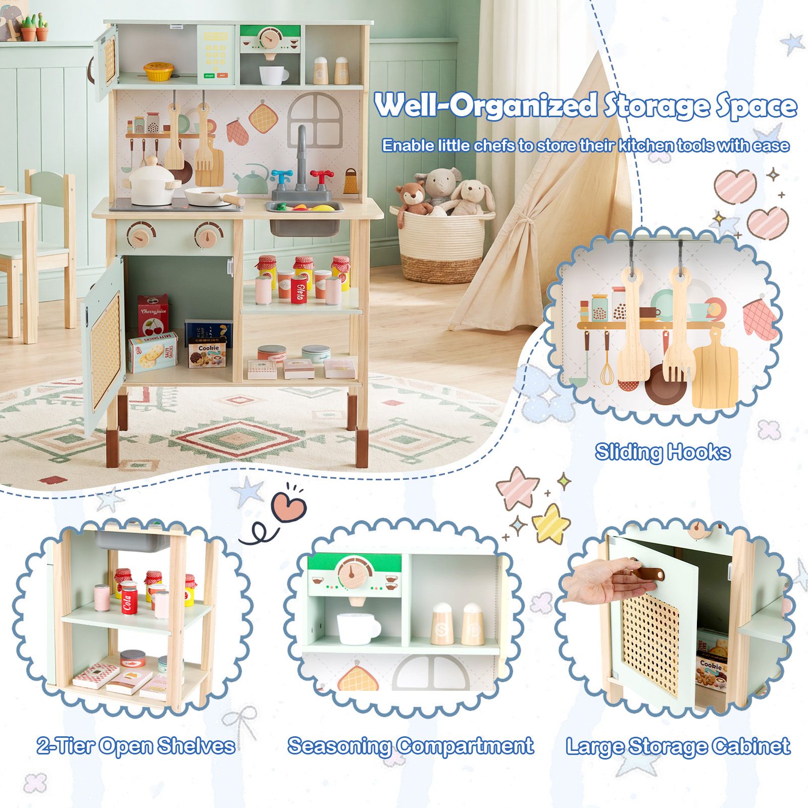 Rattan Play Kitchen with Chalkboard SproutHands™
