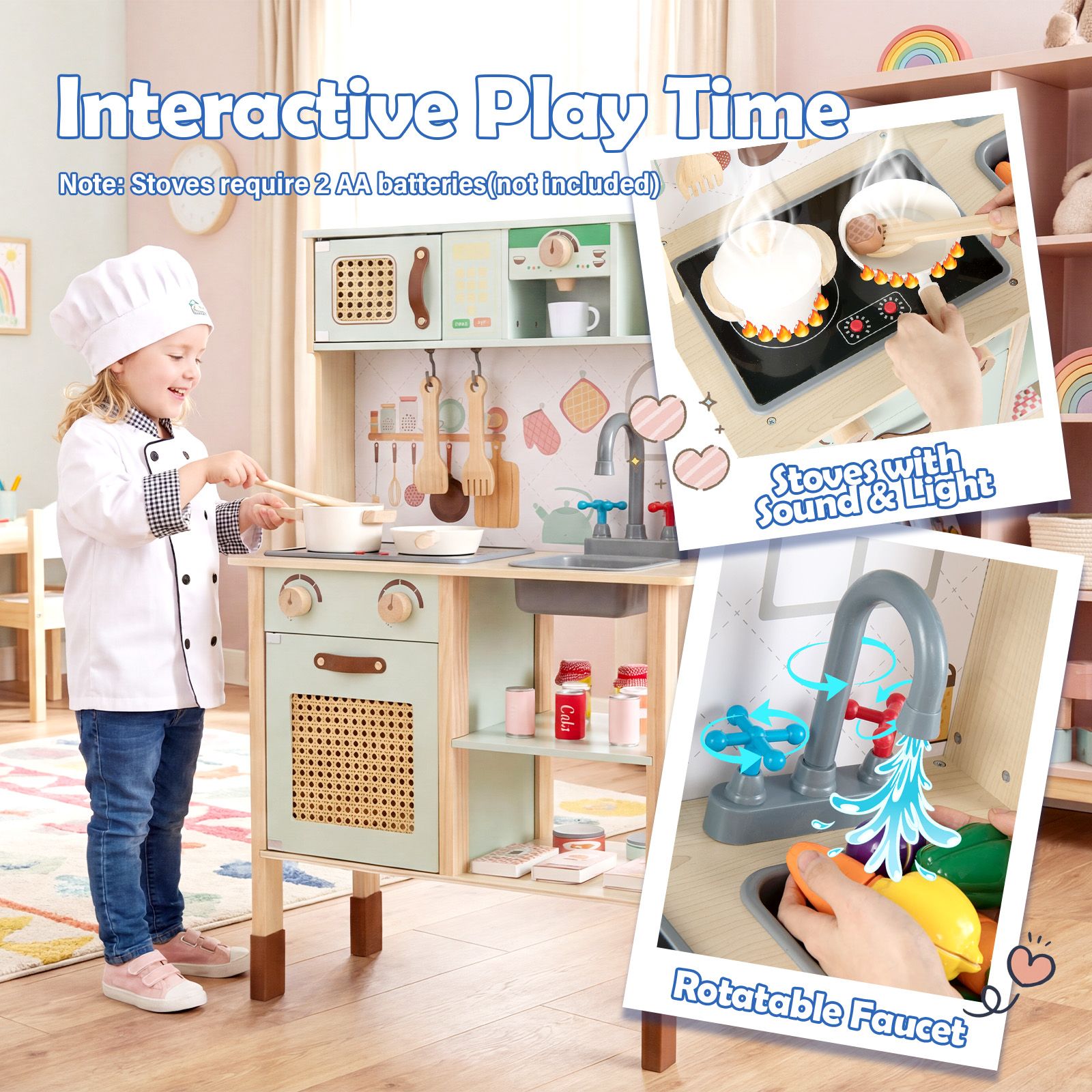 Rattan Play Kitchen with Chalkboard SproutHands™