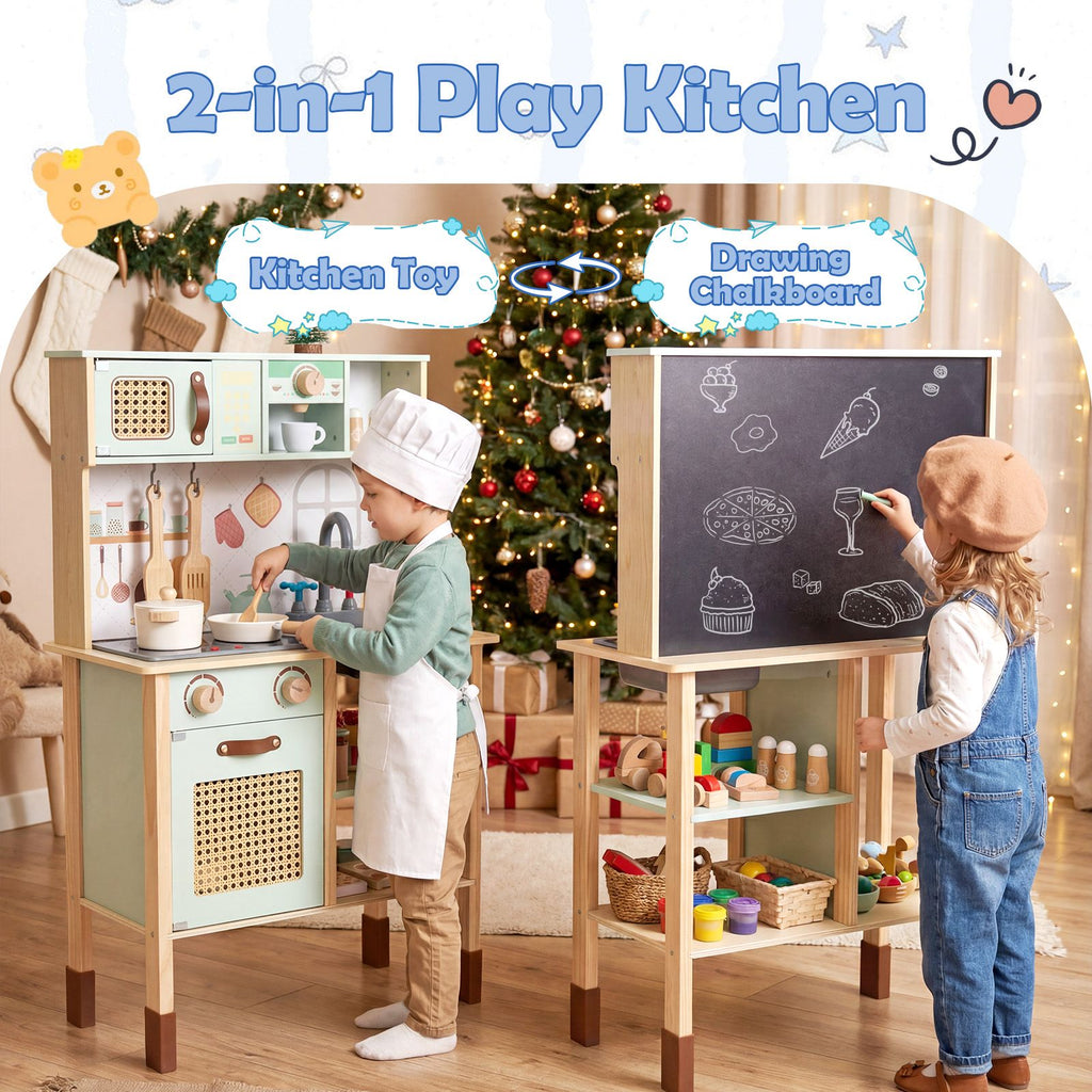 Rattan Play Kitchen with Chalkboard SproutHands™