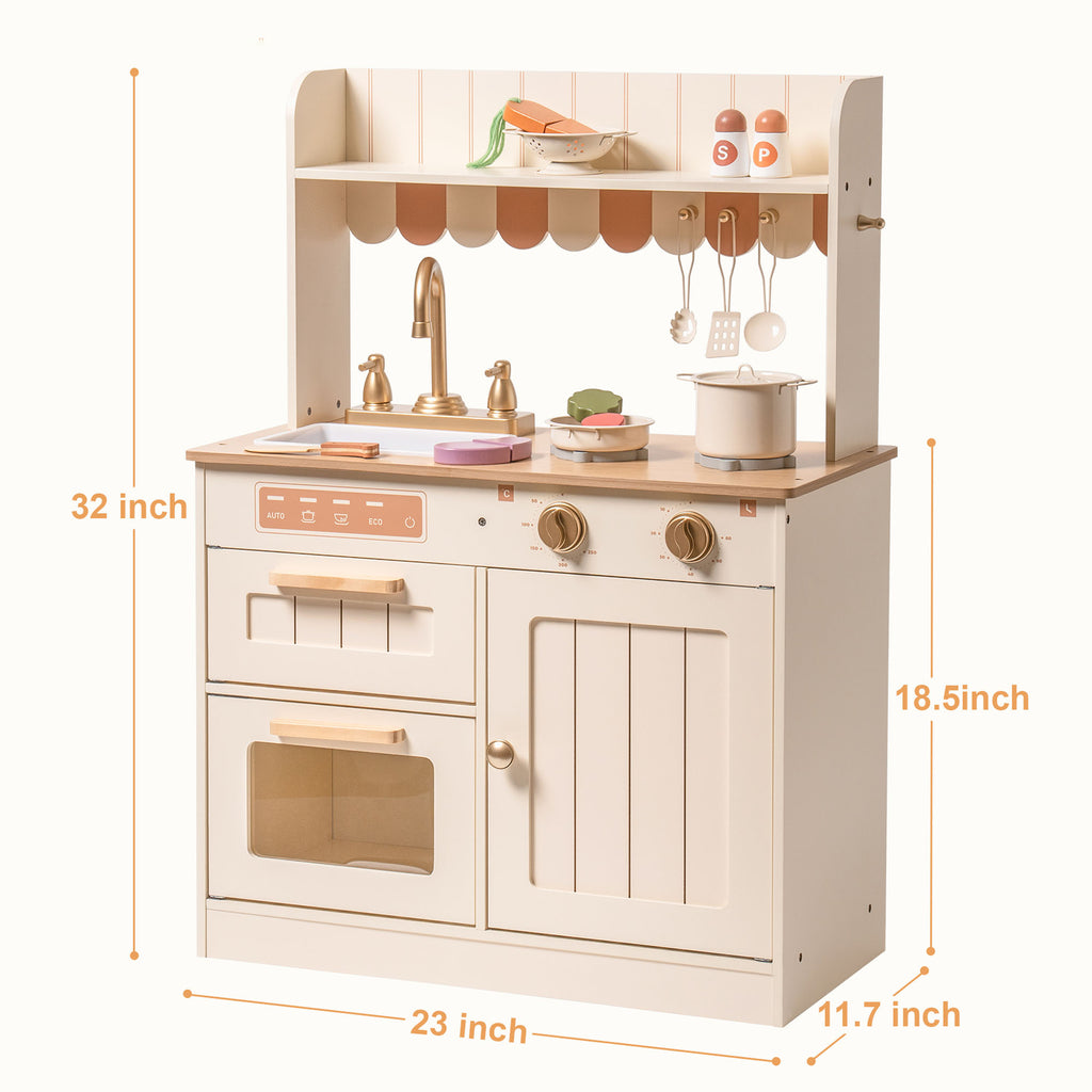 Realistic Wooden Play Kitchen for Kids