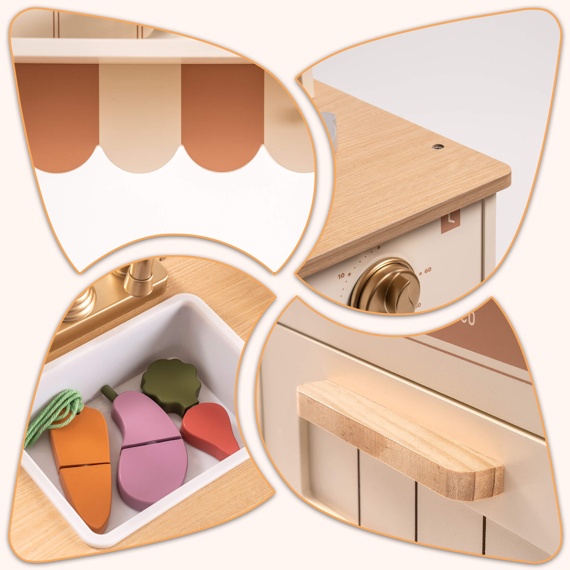 Realistic Wooden Play Kitchen for Kids