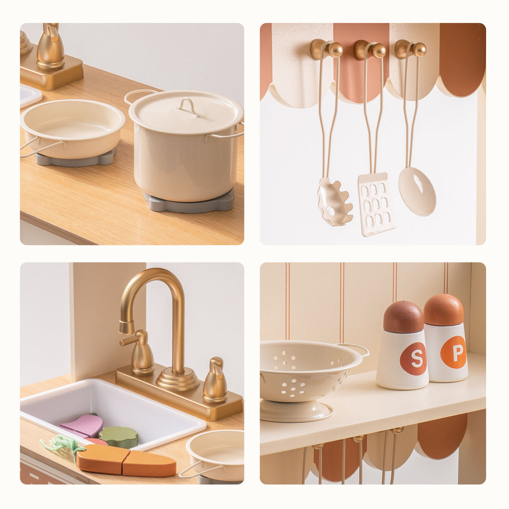Realistic Wooden Play Kitchen for Kids