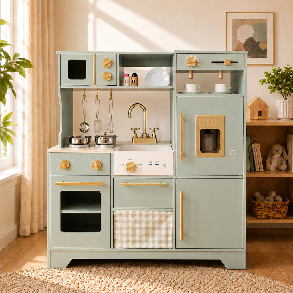 Holzspielküche in Salbeigrün — Traumküche für kleine Köche SproutHands®