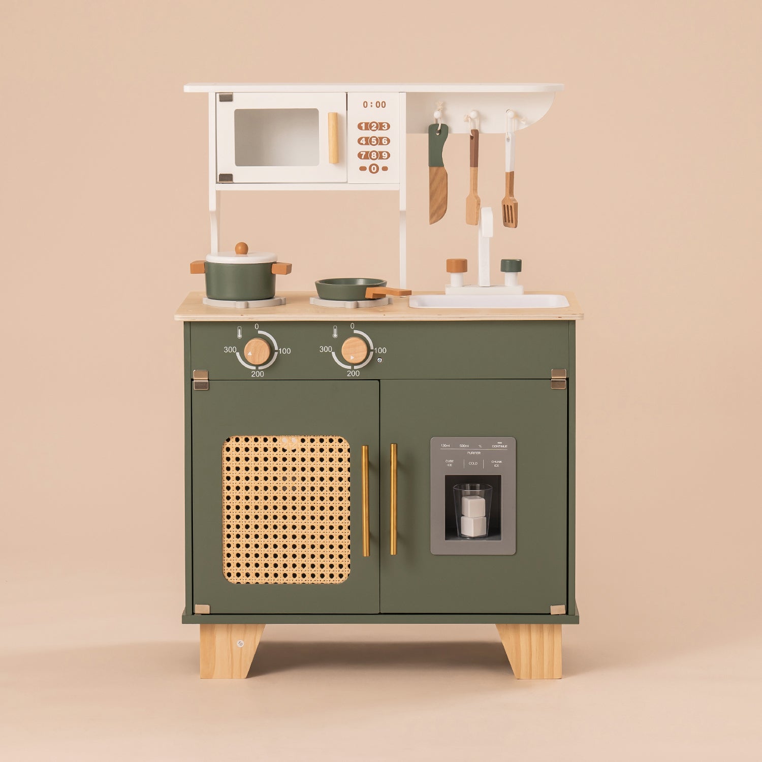 Vintage Green Wooden Toy Kitchen Set - Lunamoa
