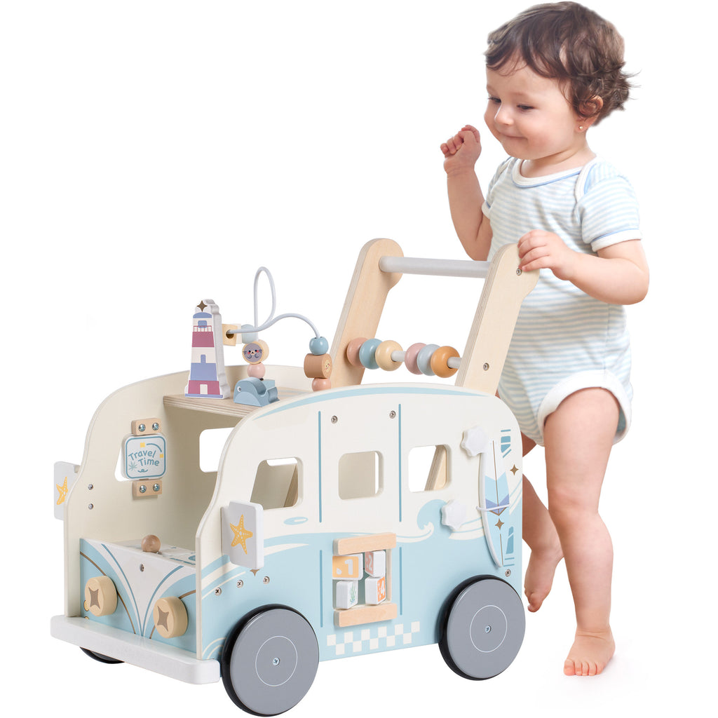 Wooden Baby Push Walker – Adventure Bus SproutHands™