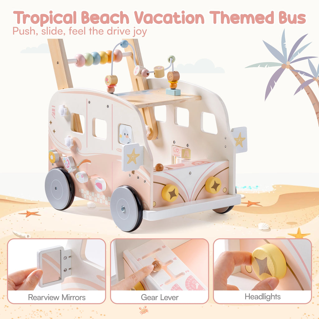 Wooden Baby Push Walker – Adventure Bus SproutHands™