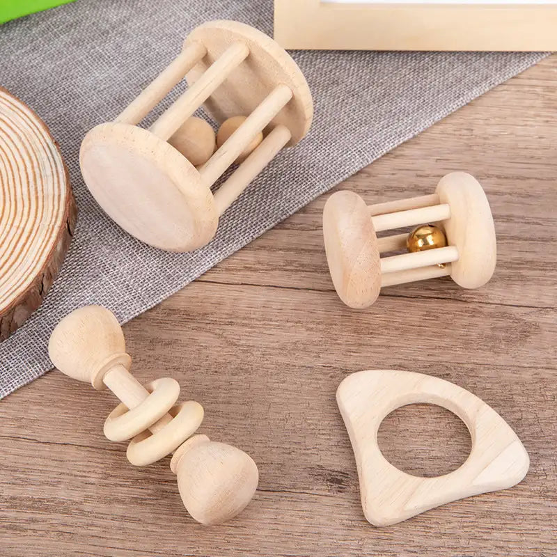 Wooden Baby Rattle Toy Set - Lunamoa