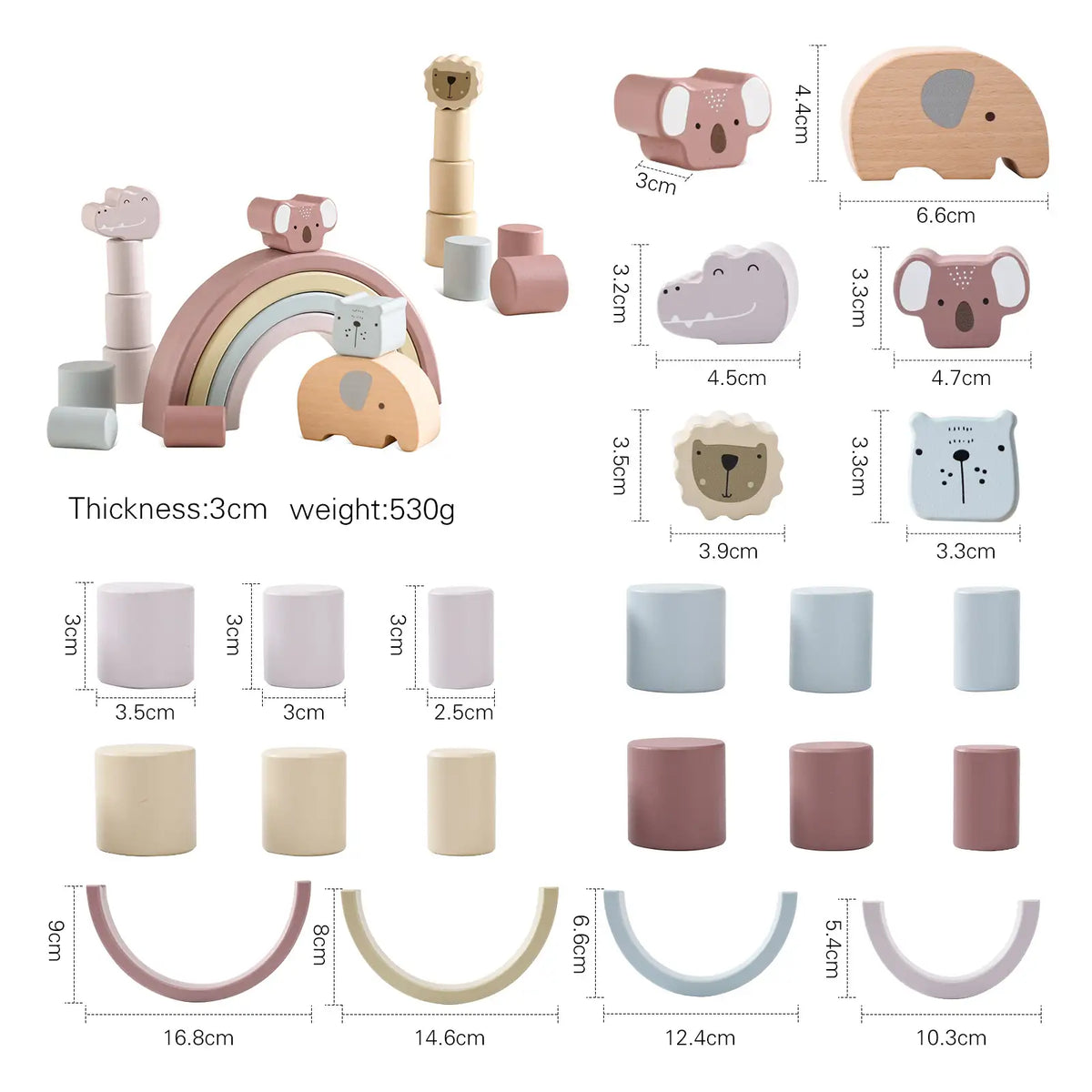 Montessori Wooden Building Blocks - Lunamoa
