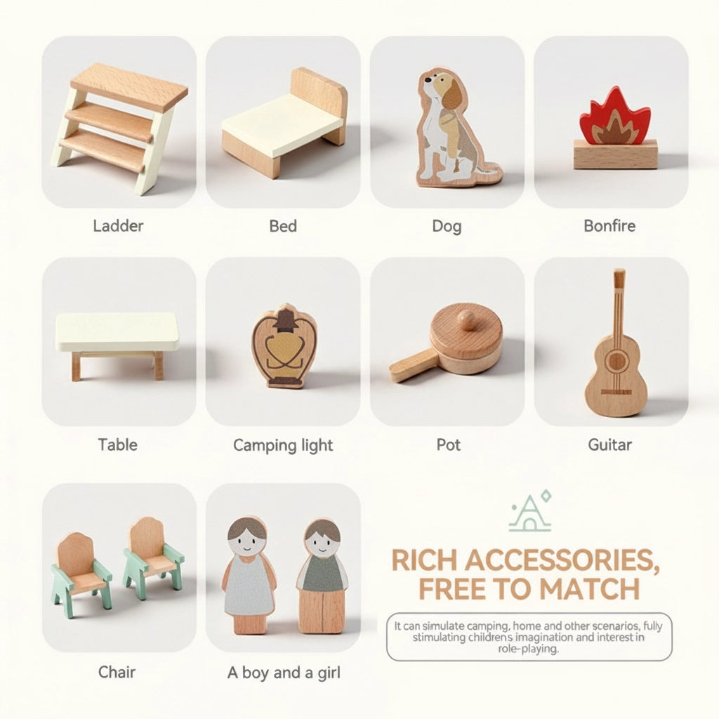 Holz-Camping-Wohnmobil-Spielzeugset | SproutHands™