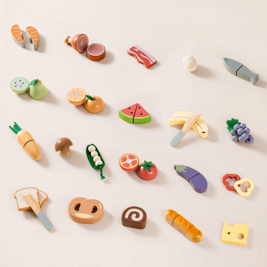 4-in-1 Wooden Cutting Food Playset - Lunamoa