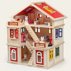3-stöckiges Holz Puppenhaus Villa mit Möbeln SproutHands™