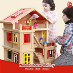 3-stöckiges Holz Puppenhaus Villa mit Möbeln SproutHands™