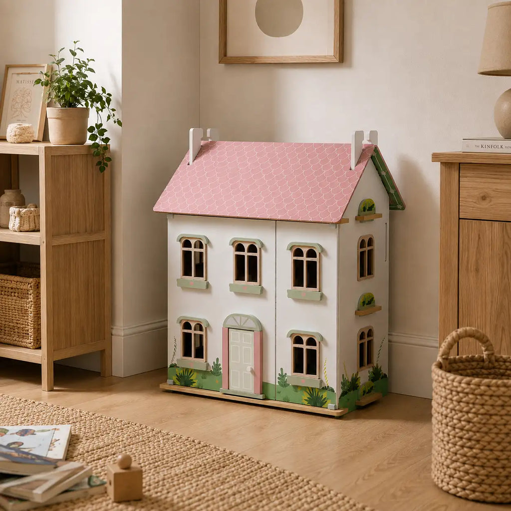 Maison de poupée en bois à 3 niveaux avec meubles SproutHands™