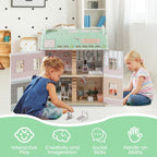 Maison de poupée en bois à 3 niveaux avec meubles SproutHands™