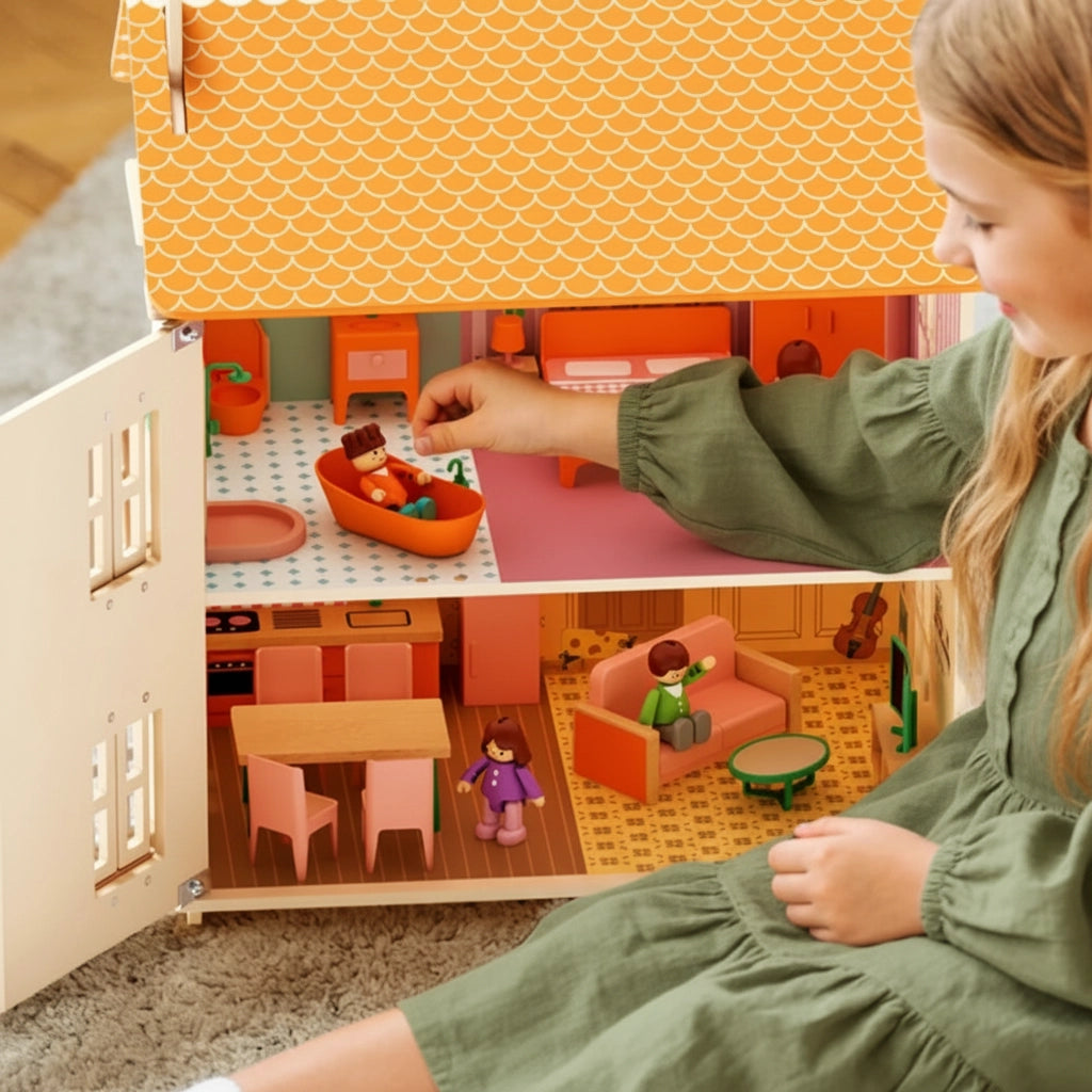 3-Story Wooden Dollhouse for Girls SproutHands™