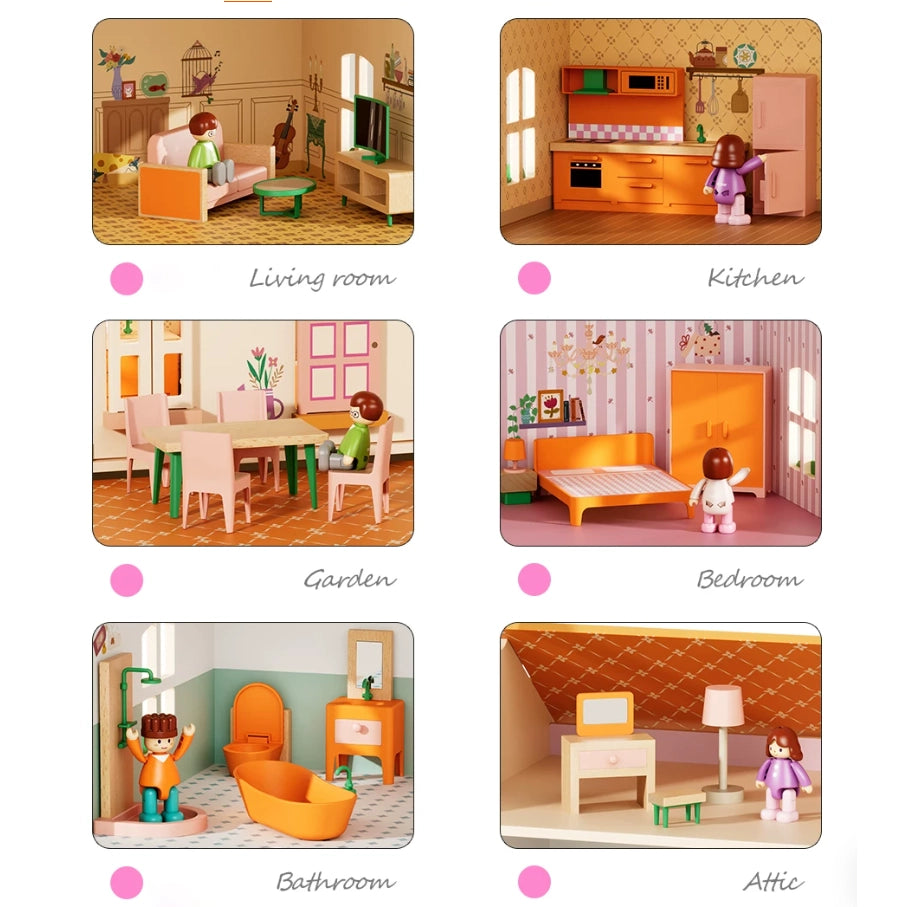 3-Story Wooden Dollhouse for Girls SproutHands™