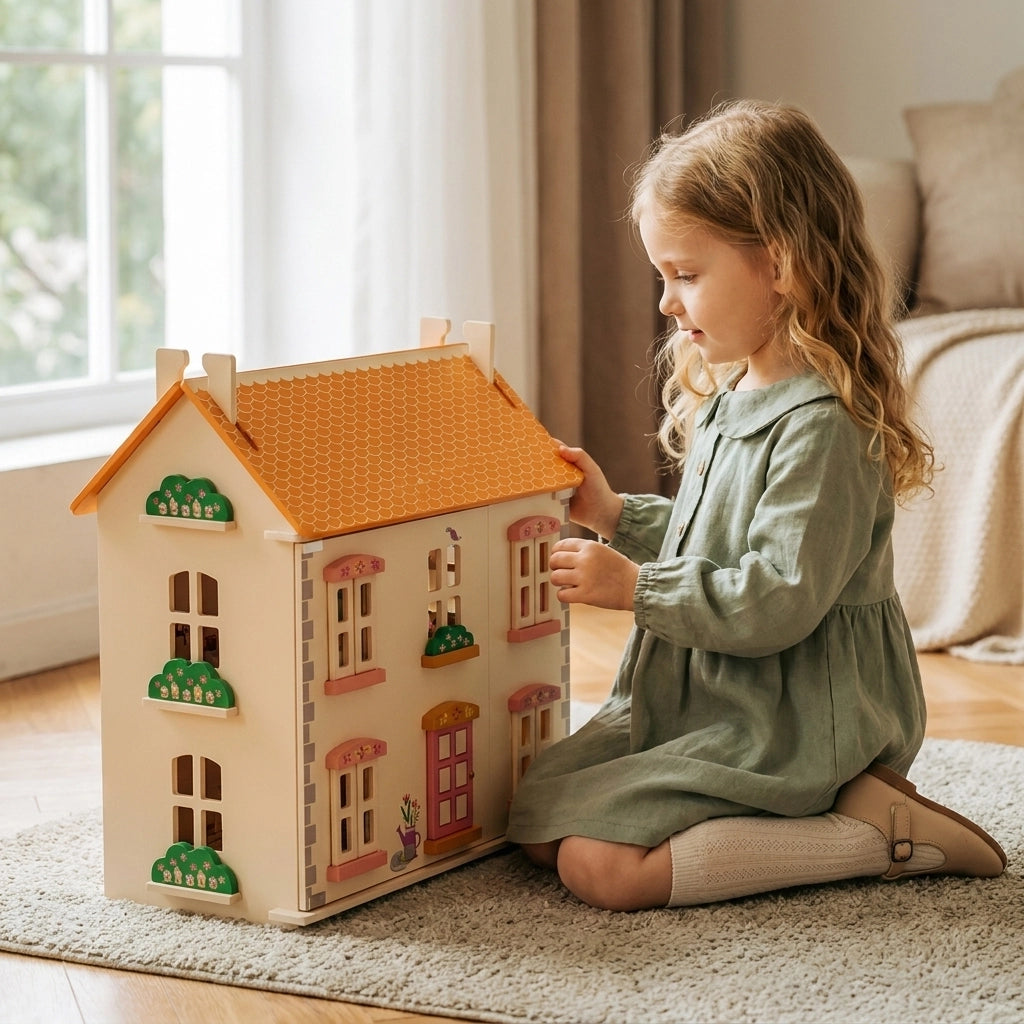 3-Story Wooden Dollhouse for Girls SproutHands™