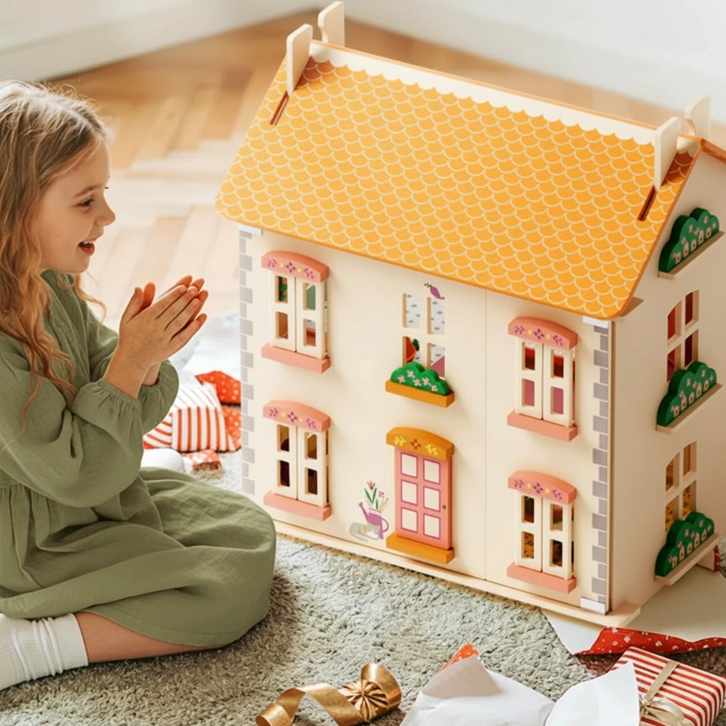 3-Story Wooden Dollhouse for Girls SproutHands™