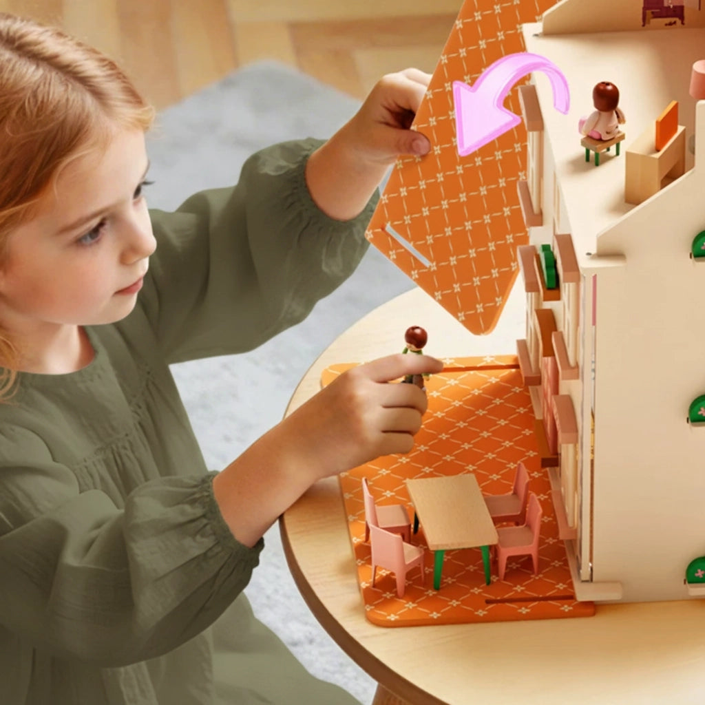 3-Story Wooden Dollhouse for Girls SproutHands™