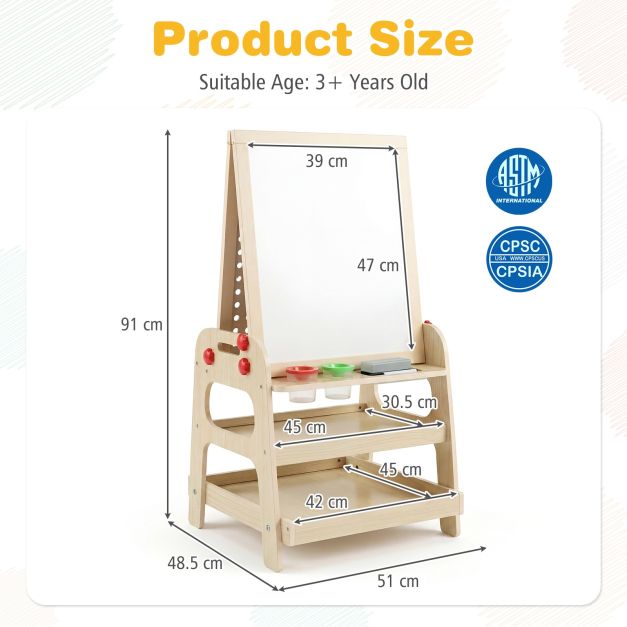 2-in-1-Holzstaffelei Magnetische Whiteboard & Kugelbahn SproutHands™
