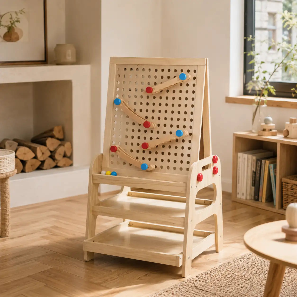 2-in-1-Holzstaffelei Magnetische Whiteboard & Kugelbahn SproutHands™