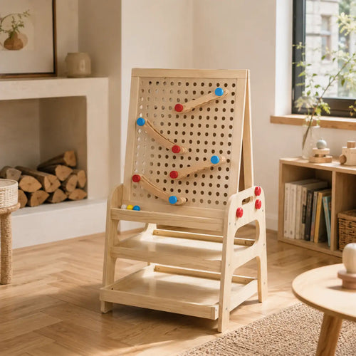 2-in-1-Holzstaffelei Magnetische Whiteboard & Kugelbahn SproutHands™
