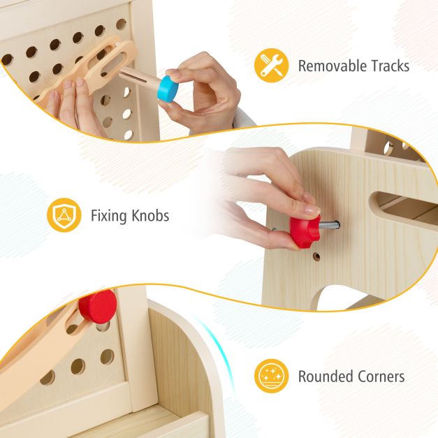 2-in-1-Holzstaffelei Magnetische Whiteboard & Kugelbahn SproutHands™