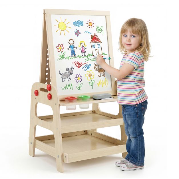 2-in-1-Holzstaffelei Magnetische Whiteboard & Kugelbahn SproutHands™