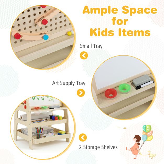 2-in-1-Holzstaffelei Magnetische Whiteboard & Kugelbahn SproutHands™