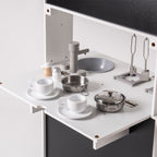 Cuisine En Bois Avec Stickers DIY Et Tableau Noir – Cuisine Enfant Avec Machine À Café Et Fenêtre De Service