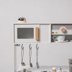 Cuisine En Bois Avec Stickers DIY Et Tableau Noir – Cuisine Enfant Avec Machine À Café Et Fenêtre De Service