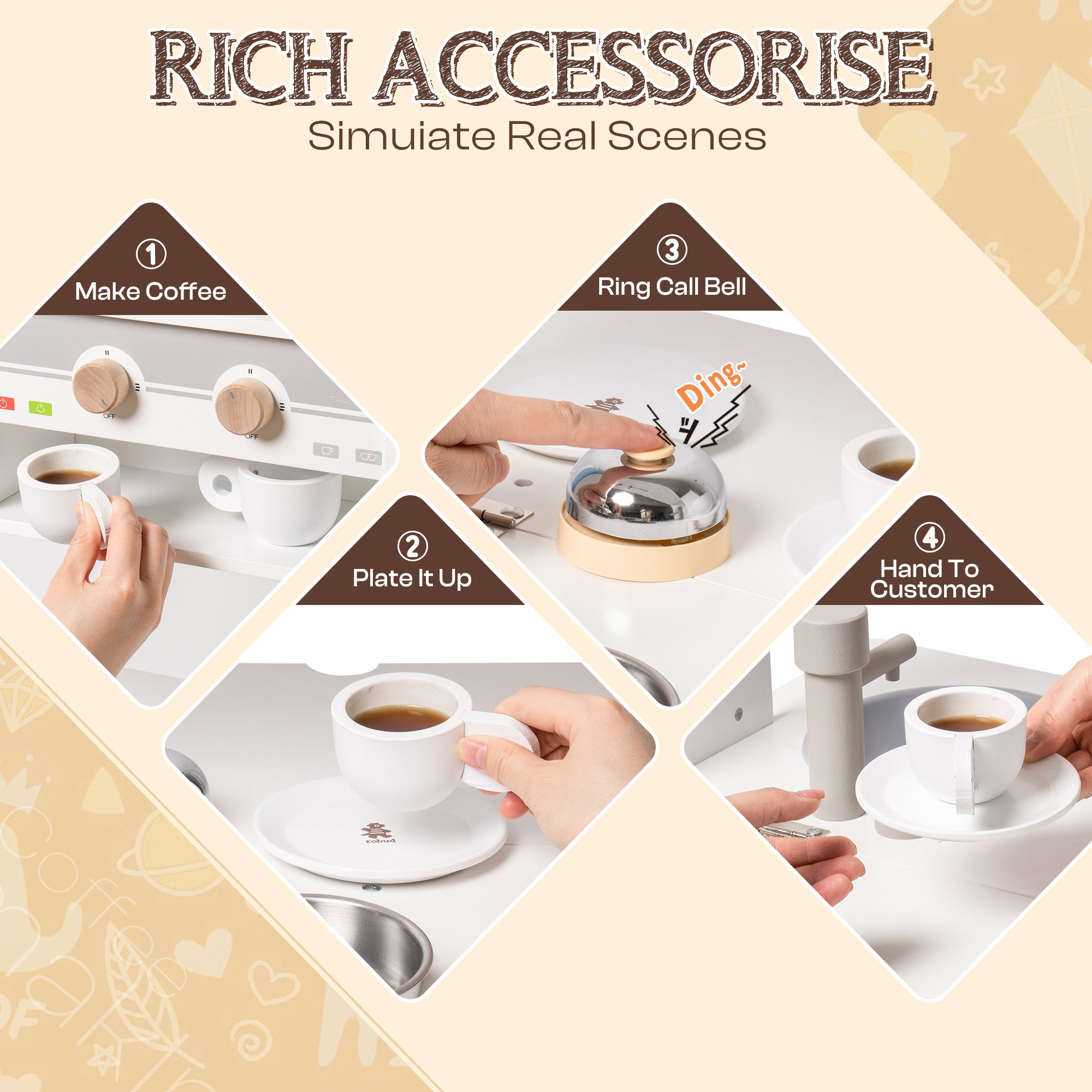 Play Kitchen Set with DIY Stickers and Chalkboard SproutHands™