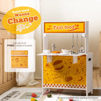 Cuisine En Bois Avec Stickers DIY Et Tableau Noir – Cuisine Enfant Avec Machine À Café Et Fenêtre De Service
