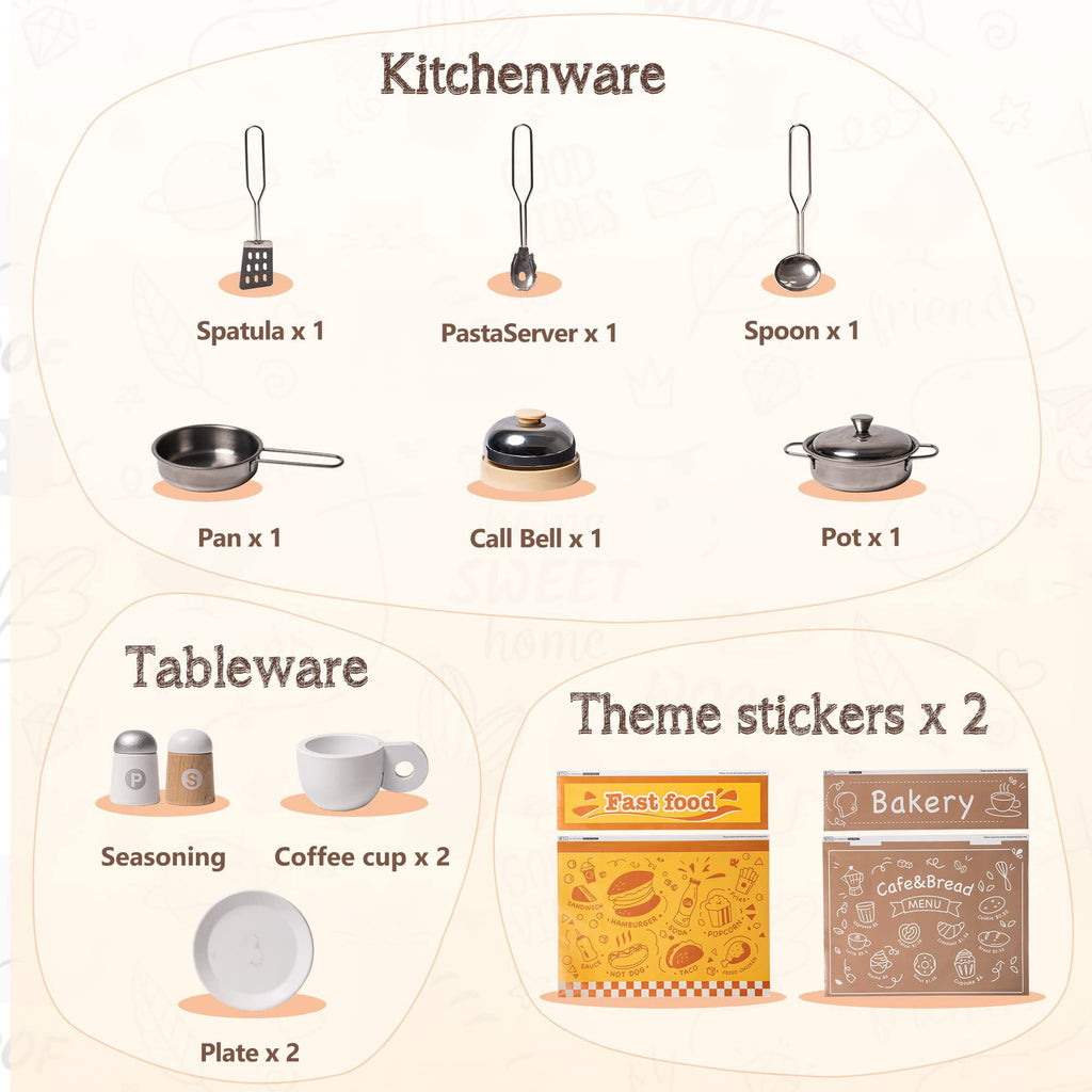 Cuisine Enfant en Bois avec Stickers DIY et Tableau Noir SproutHands™