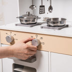 Cuisine En Bois Avec Stickers DIY Et Tableau Noir – Cuisine Enfant Avec Machine À Café Et Fenêtre De Service