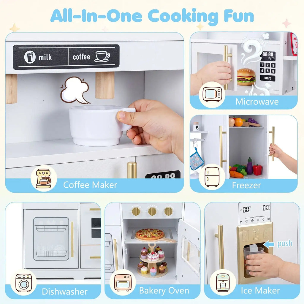 Cuisine en bois pour enfant avec lumières, sons et machine à glaçons SproutHands™