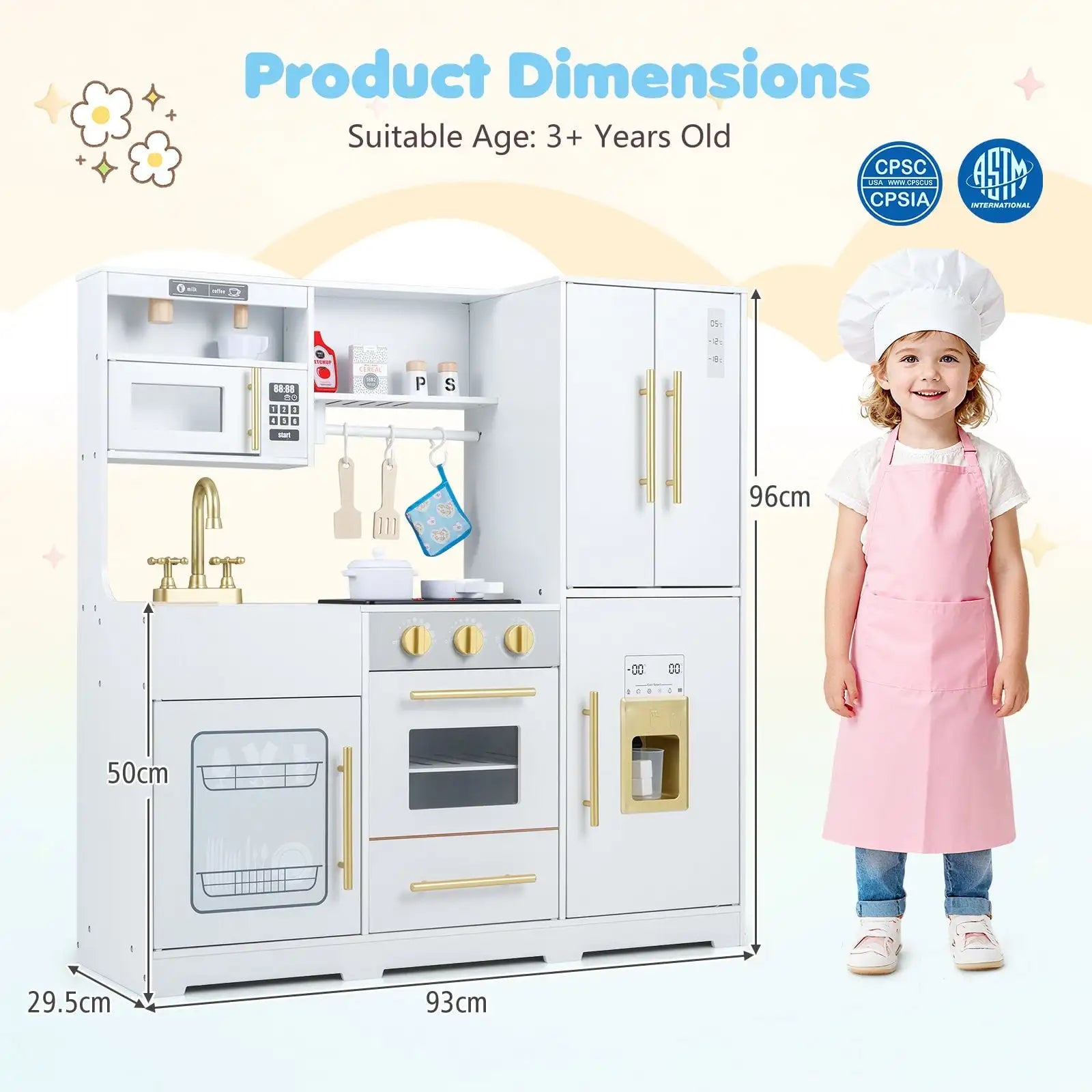 Cuisine en bois pour enfant avec lumières, sons et machine à glaçons SproutHands™