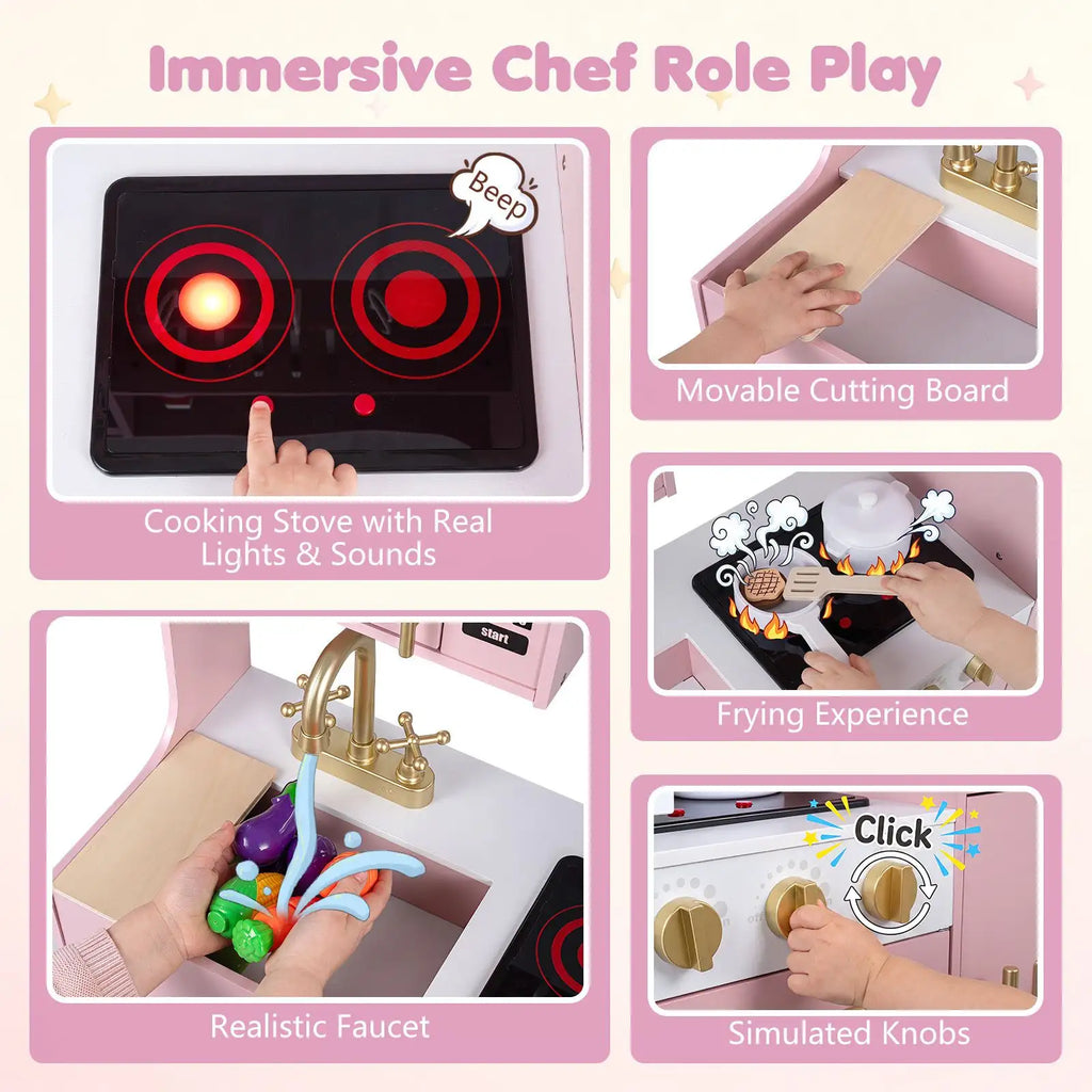 Cuisine en bois pour enfant avec lumières, sons et machine à glaçons SproutHands™