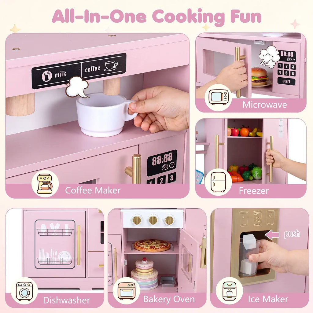 Cuisine en bois pour enfant avec lumières, sons et machine à glaçons SproutHands™