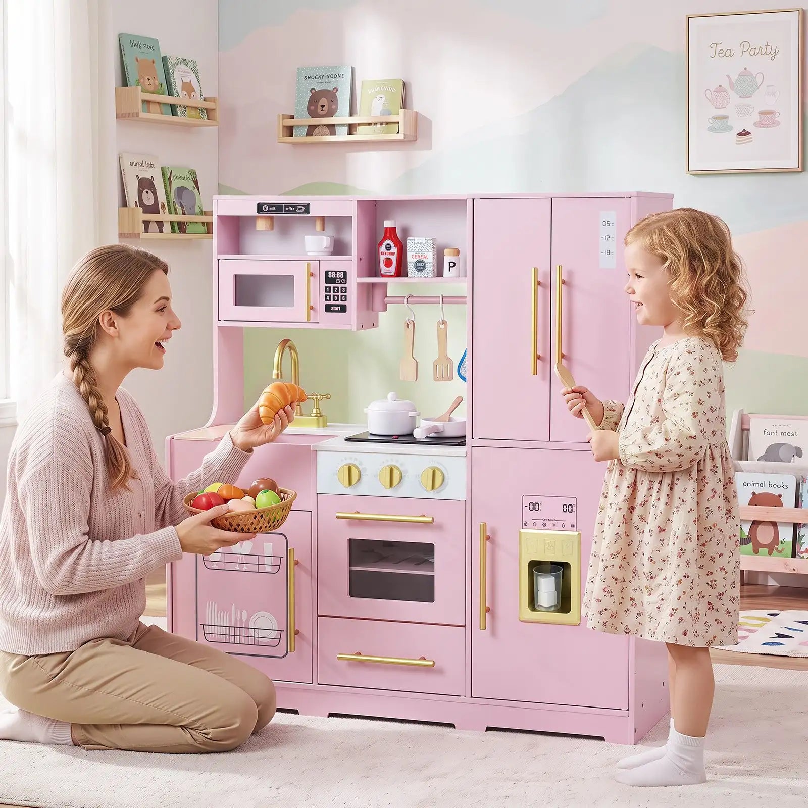 Cuisine en bois pour enfant avec lumières, sons et machine à glaçons SproutHands™