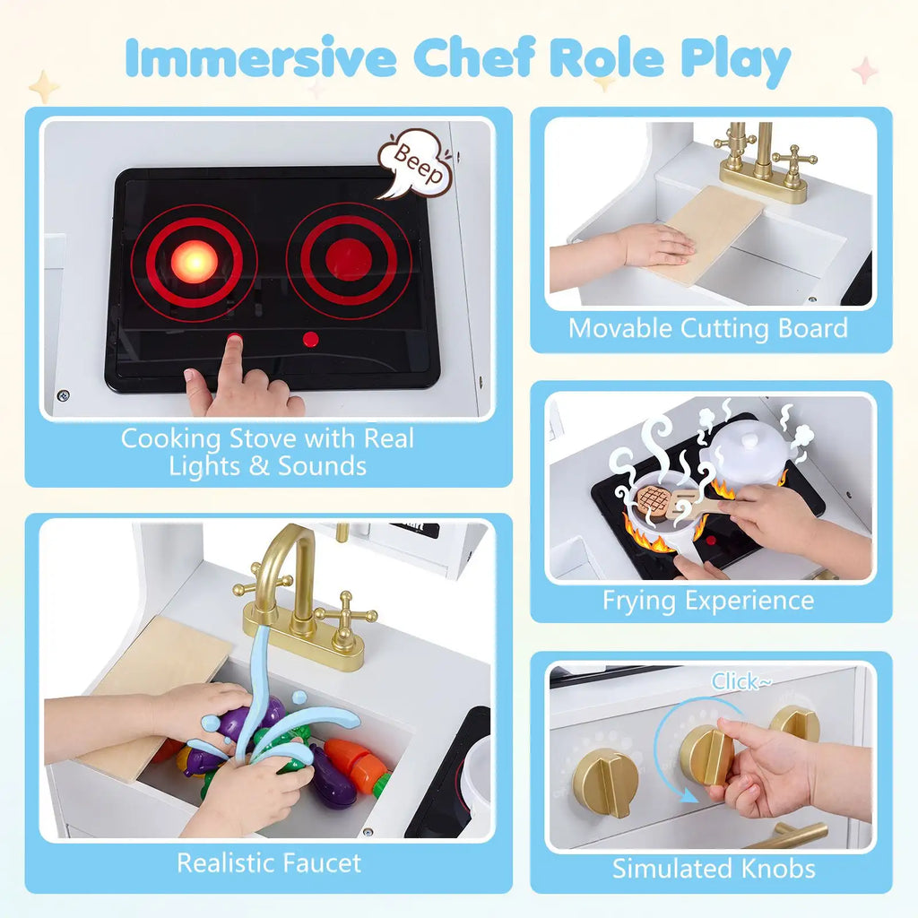 Cuisine en bois pour enfant avec lumières, sons et machine à glaçons SproutHands™