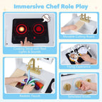 Cuisine en bois pour enfant avec lumières, sons et machine à glaçons SproutHands™