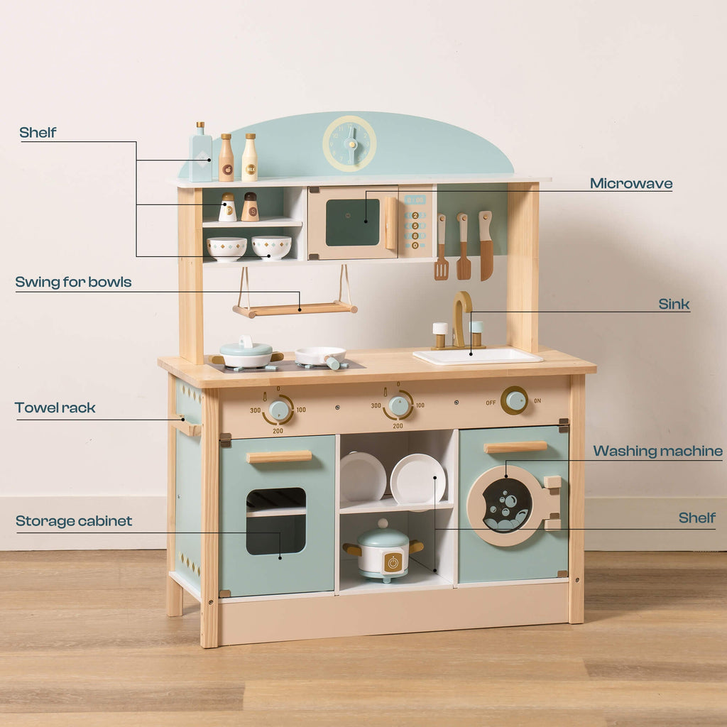 Wooden Toy Kitchen Playset - Lunamoa