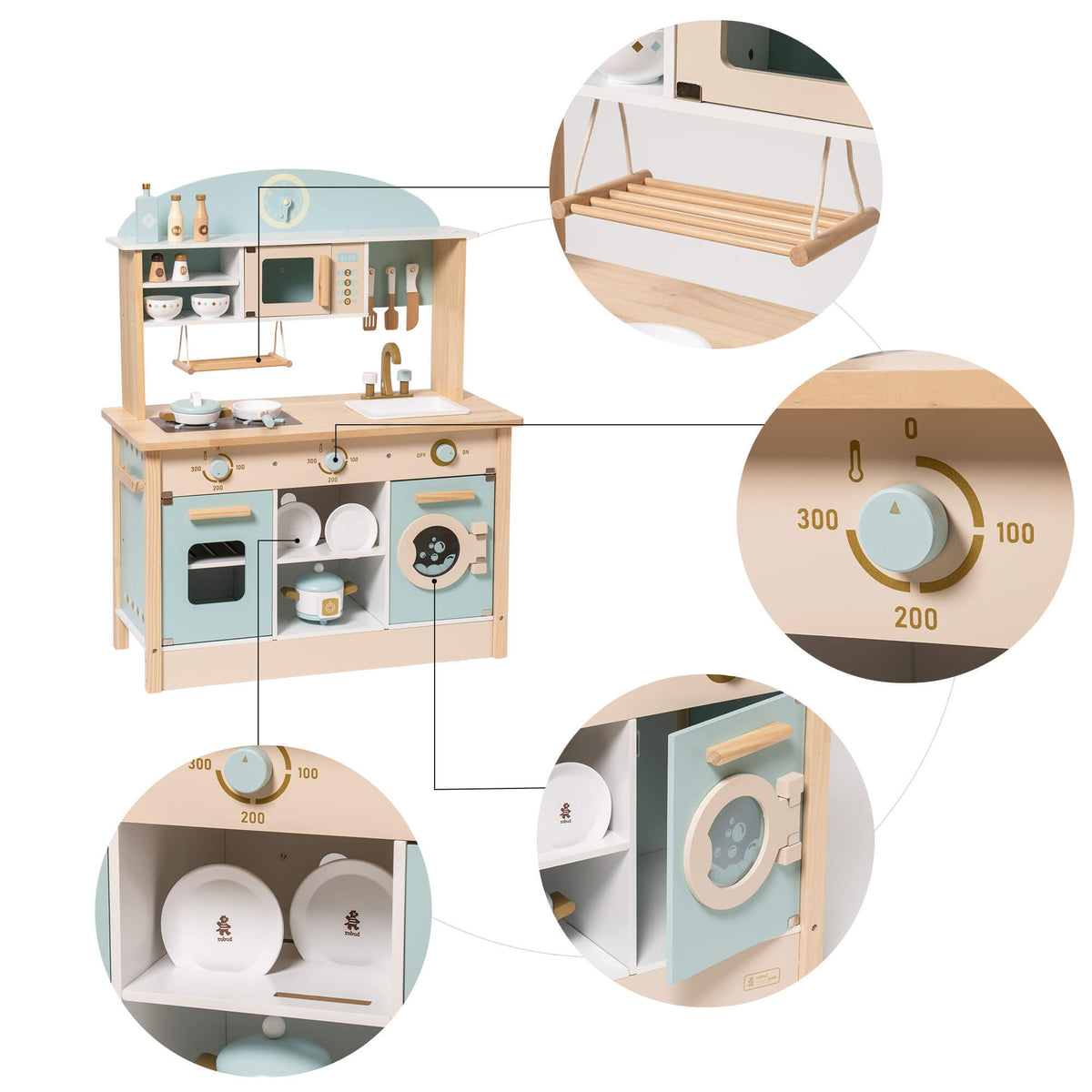 Wooden Toy Kitchen Playset - Lunamoa