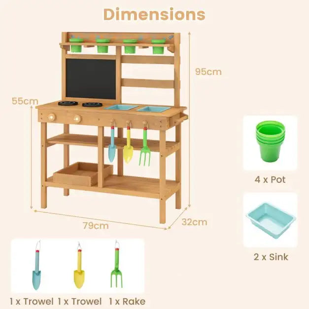 Wooden Mud Kitchen Outdoor Play Set SproutHands™