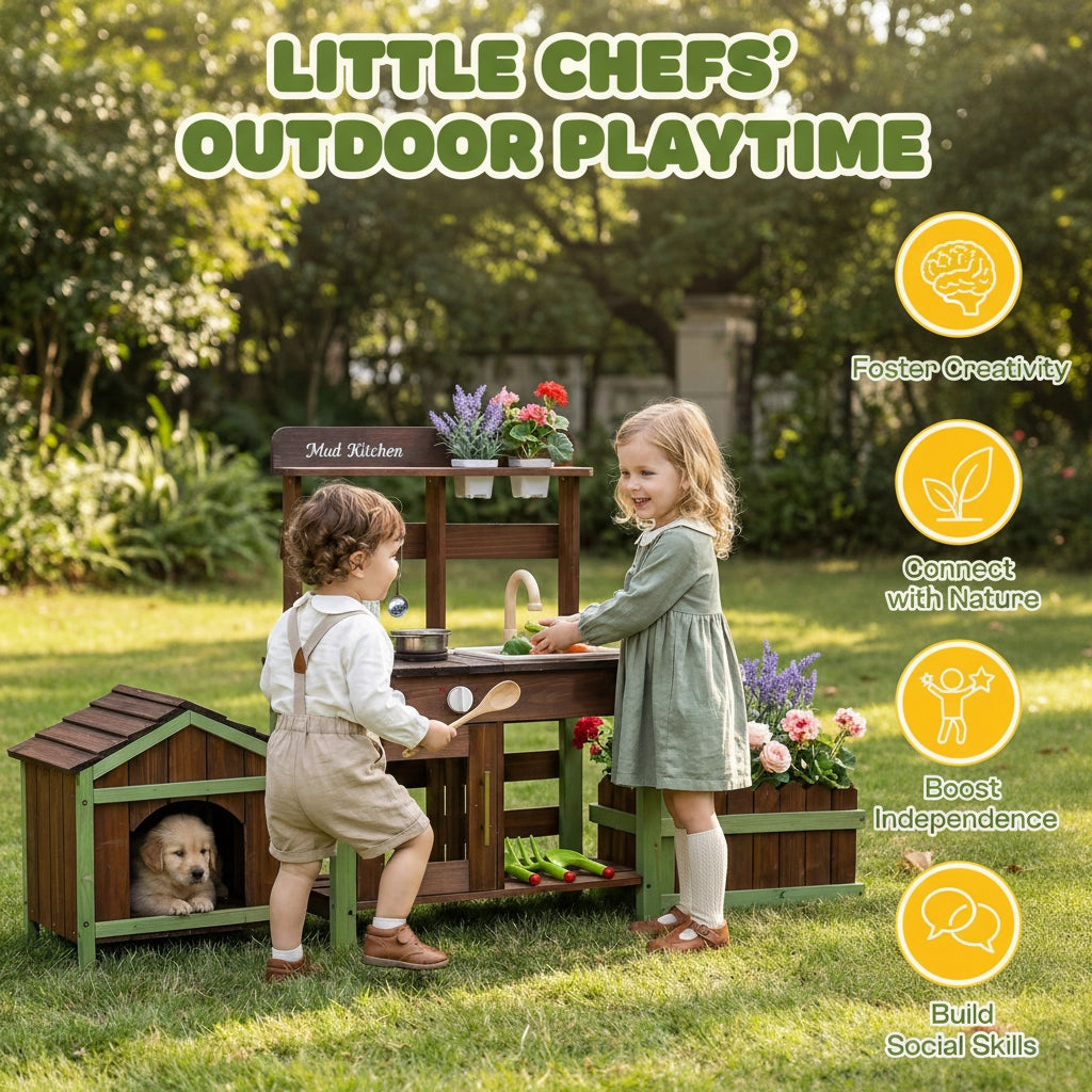 Cuisine d'Extérieur en Bois & Niche pour Animaux SproutHands™