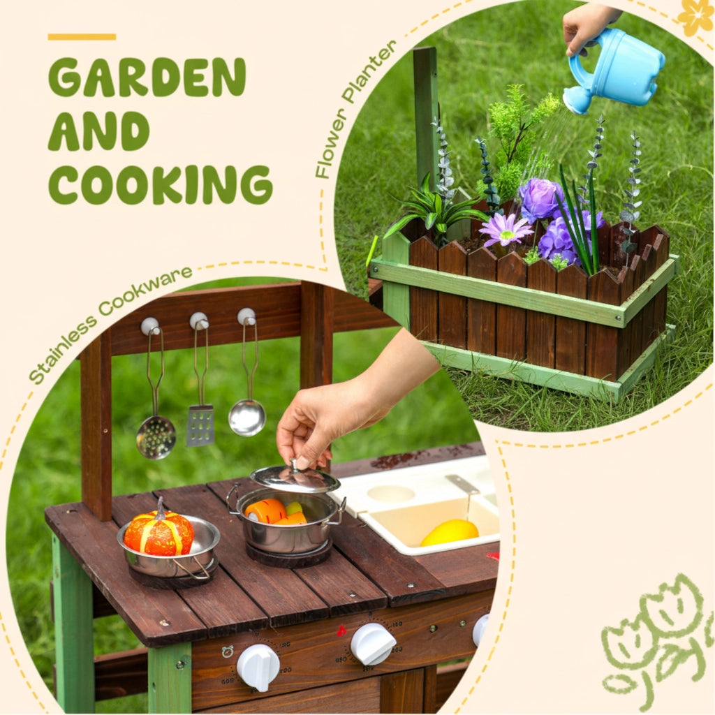 Wooden Outdoor Kitchen & Pet House Play Set SproutHands™