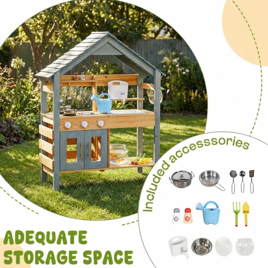 Cuisine d'Extérieur en Bois pour Enfant SproutHands™ – Style Cabane Vintage