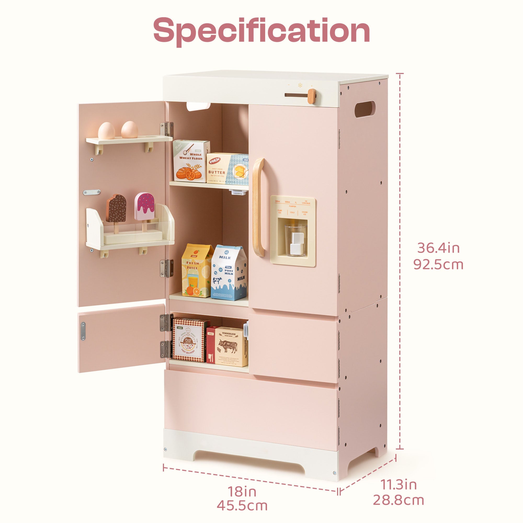 Rosa Holz-Spielzeug Kühlschrank SproutHands™